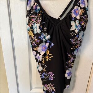 Alex Marie Black Floral Dress one piece Swimsuit floral with background black 16